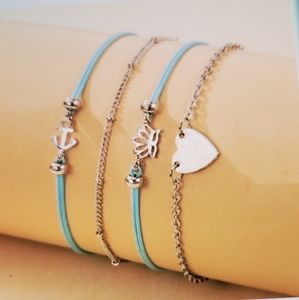 Elegant Silver and Blue Charm Bracelet Set